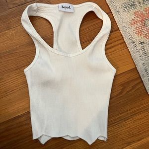 White Boyed cropped tank top, size medium